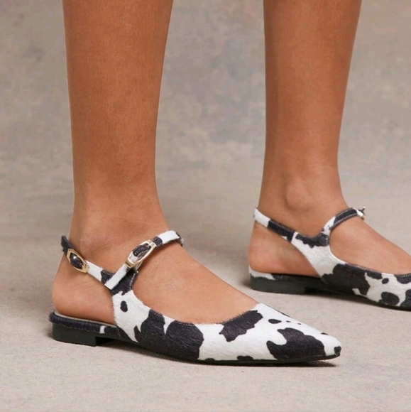 Women's Cow Pointed Toe Comfort Soft Slip On Flats - Picture 4 of 5